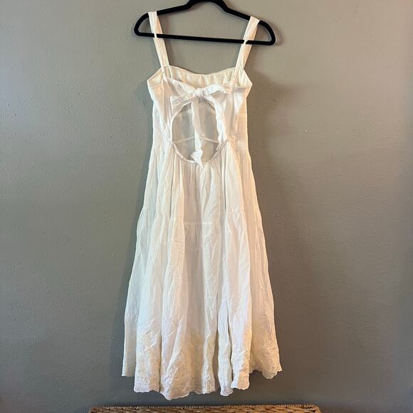 Trixxi White Cotton Sundress Women’s Medium Midi Embroidered Feminine Romantic - Picture 6 of 8